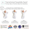 Sister Brand - Amazing Baby - Transitional Swaddle Sack  - Arms Up 1/2-Length Sleeves & Mitten Cuffs, Tiny Zebras, Soft Black