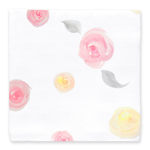 Sister Brand - Amazing Baby - Muslin Swaddle Blanket - Watercolor Roses