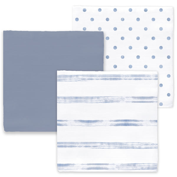 Sister Brand – Amazing Baby – Muslin Swaddle Blankets -Watercolor Stripes (Set of 3)
