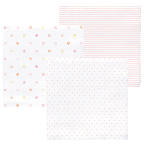 Sister Brand – Amazing Baby – Muslin Swaddle Blankets - Pink Party (Set of 3)