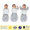 Sister Brand - Amazing Baby - Omni Swaddle Sack with Wrap -  Arms Up Sleeves & Mitten Cuffs, Gray Stars