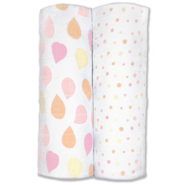 Sister Brand - Amazing Baby - Silky Swaddle 2pk , Petals & Dots
