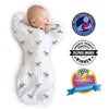 Sister Brand - Amazing Baby - Transitional Swaddle Sack  - Arms Up 1/2-Length Sleeves & Mitten Cuffs, Tiny Zebras, Soft Black