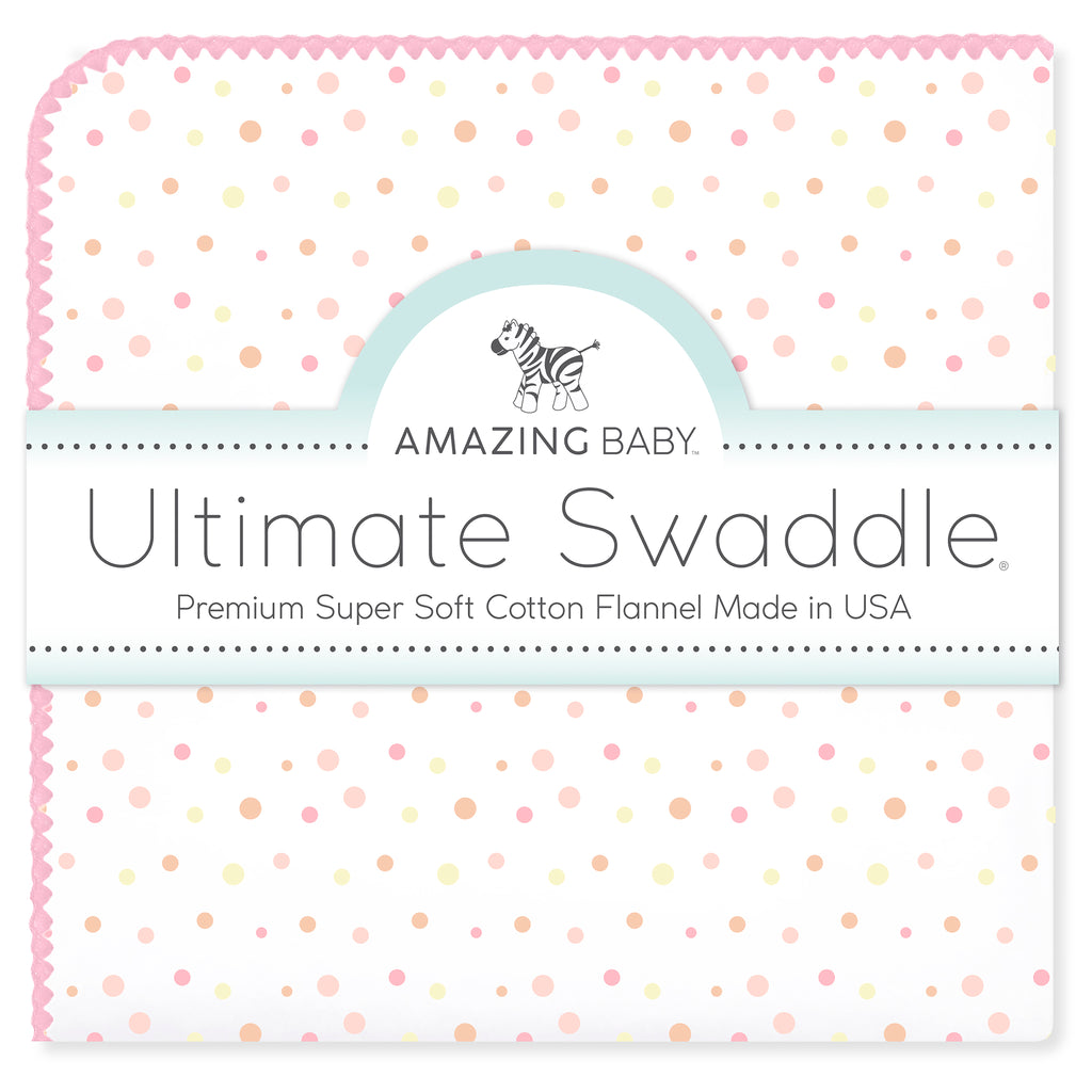 Sister Brand - Amazing Baby - Ultimate Swaddle Blanket - Playful Dots, Multi Pink
