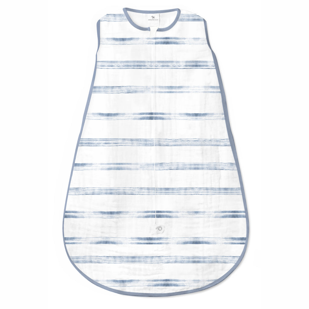 Sister Brand - Amazing Baby - Muslin Non-Weighted zzZipMe Sack - Denim Brushstrokes