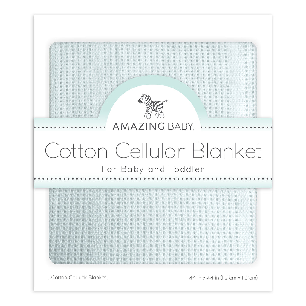 Sister Brand - Amazing Baby - Cotton Cellular Blanket, Soft Blue