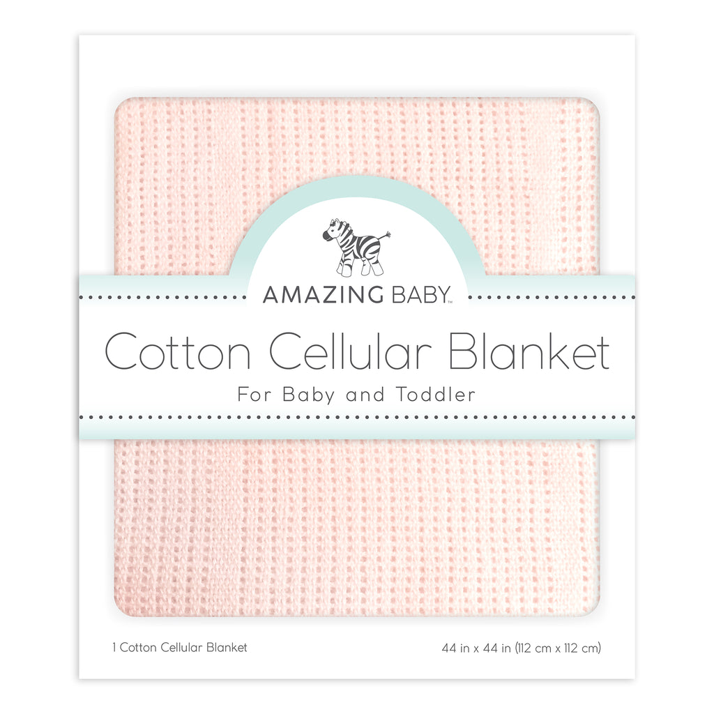 Sister Brand - Amazing Baby - Cotton Cellular Blanket, Soft Pink