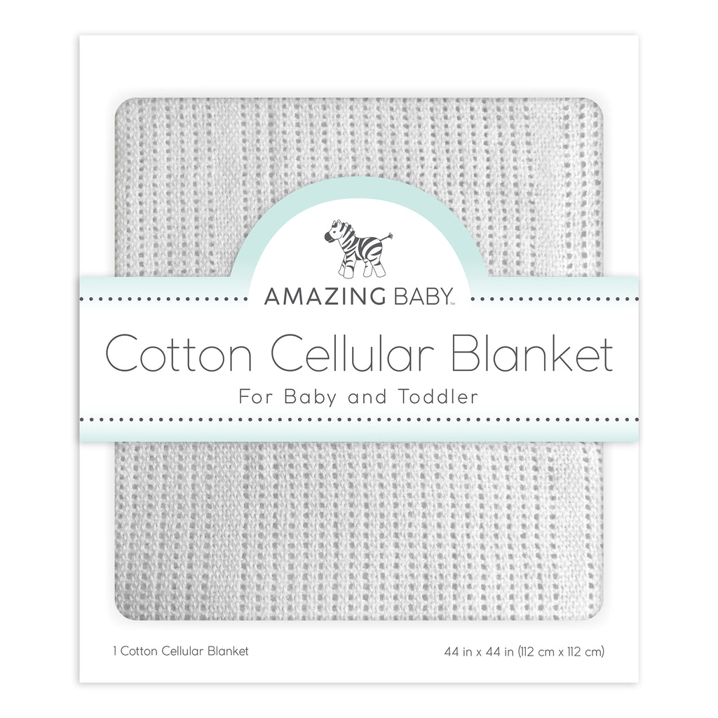 Sister Brand - Amazing Baby - Cotton Cellular Blanket, Soft Sterling