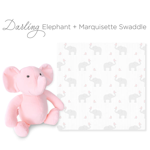 Darling Elephant + Marquisette Swaddle Plush Toy Gift Set