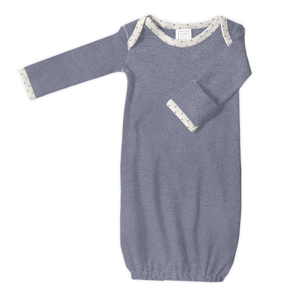 Cotton Knit Pajama Gown - Heathered Denim