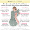 Omni Swaddle Sack with Wrap -  Arms Up Sleeves & Mitten Cuffs, Heathered Gold with Polka Dot Trim - Cute Animal Face