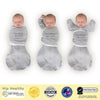 Omni Swaddle Sack with Wrap -  Arms Up Sleeves & Mitten Cuffs, Heathered Gray with Polka Dot Trim, Eat, Sleep, Be Cute, Repeat