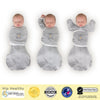 Omni Swaddle Sack with Wrap -  Arms Up Sleeves & Mitten Cuffs, Heathered Gray with Polka Dot Trim, Hello World