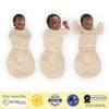 Omni Swaddle Sack with Wrap -  Arms Up Sleeves & Mitten Cuffs, Heathered Oatmeal with Polka Dot Trim