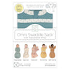 Omni Swaddle Sack with Wrap -  Arms Up Sleeves & Mitten Cuffs, Heathered Teal with Polka Dot Trim
