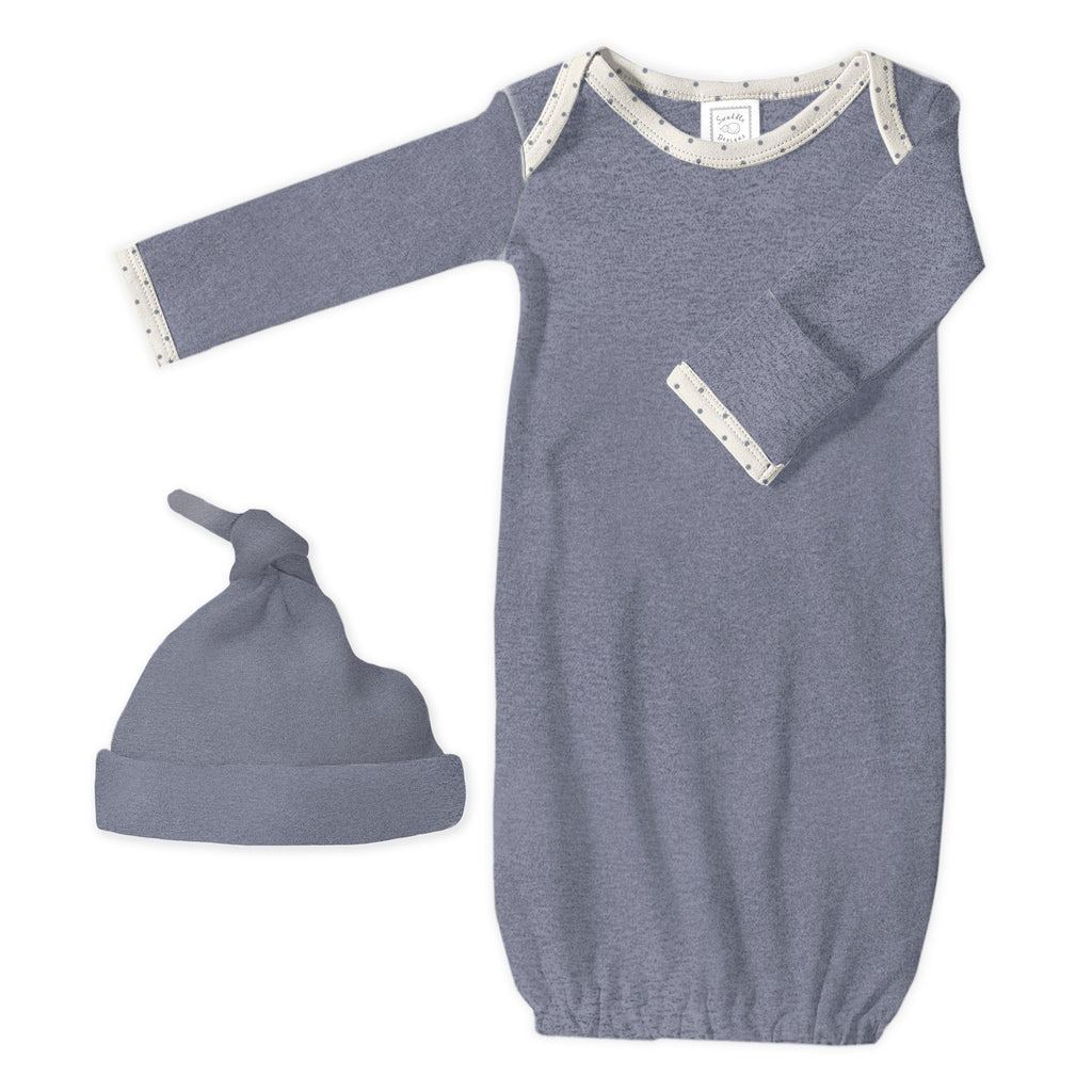 Pajama Gown and Hat Gift Set - Heathered Denim – SwaddleDesigns