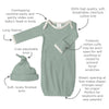 Muslin Swaddle 3-Pack, Pajama Gown and Hat Gift Set - Heathered Jadeite, Newborn