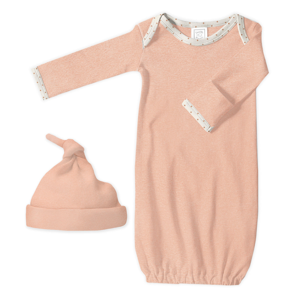 Pajama Gown and Hat Gift Set - Heathered Peach Blush