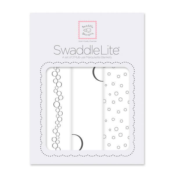 SwaddleLite - Bubbly, Soft Black Pearl on White