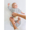 Transitional Swaddle Sack - Arms Up 1/2-Length Sleeves & Mitten Cuffs, Solid, Heathered Gray with Striped Trim