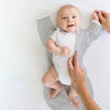 Transitional Swaddle Sack - Arms Up 1/2-Length Sleeves & Mitten Cuffs, Solid, Heathered Oatmeal with Polka Dot Trim