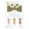 Transitional Swaddle Sack - Arms Up 1/2-Length Sleeves & Mitten Cuffs, Solid, Heathered Green Turtle with Polka Dot Trim