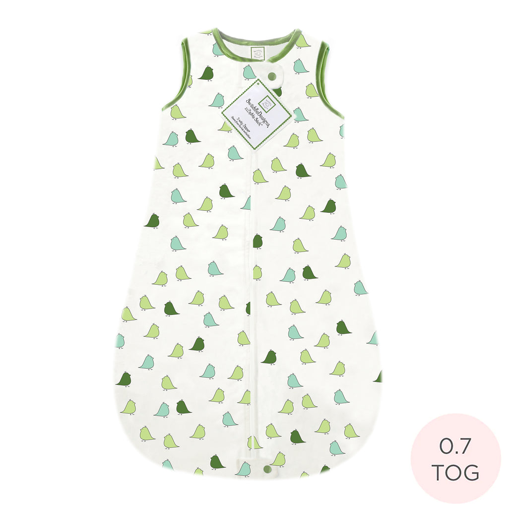 Cotton Flannel Non-Weighted zzZipMe Sack - Little Chickies, Pure Green