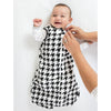 Cozy Black Puppytooth Non-Weighted zzZipMe Sack + Pajama Gown Set