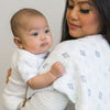 Muslin Swaddle Single - Courage and Happiness, Pastel Blue & Pastel SeaCrystal