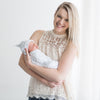 Muslin Swaddle Single - Triangle Trees, Soft Black and Touch of Gold Shimmer