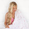 Muslin Swaddle Single - Heavenly Floral with Touch of Gold Shimmer, Pink