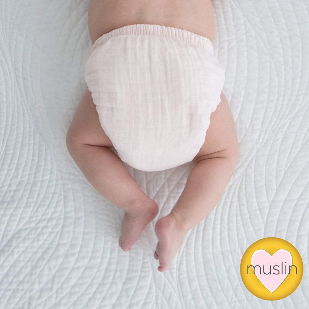 SmartNappy Cotton Muslin NextGen Hybrid Reusable Cloth Diaper Cover + 1 Reusable Insert + 1 Reusable Booster - Soft Pink