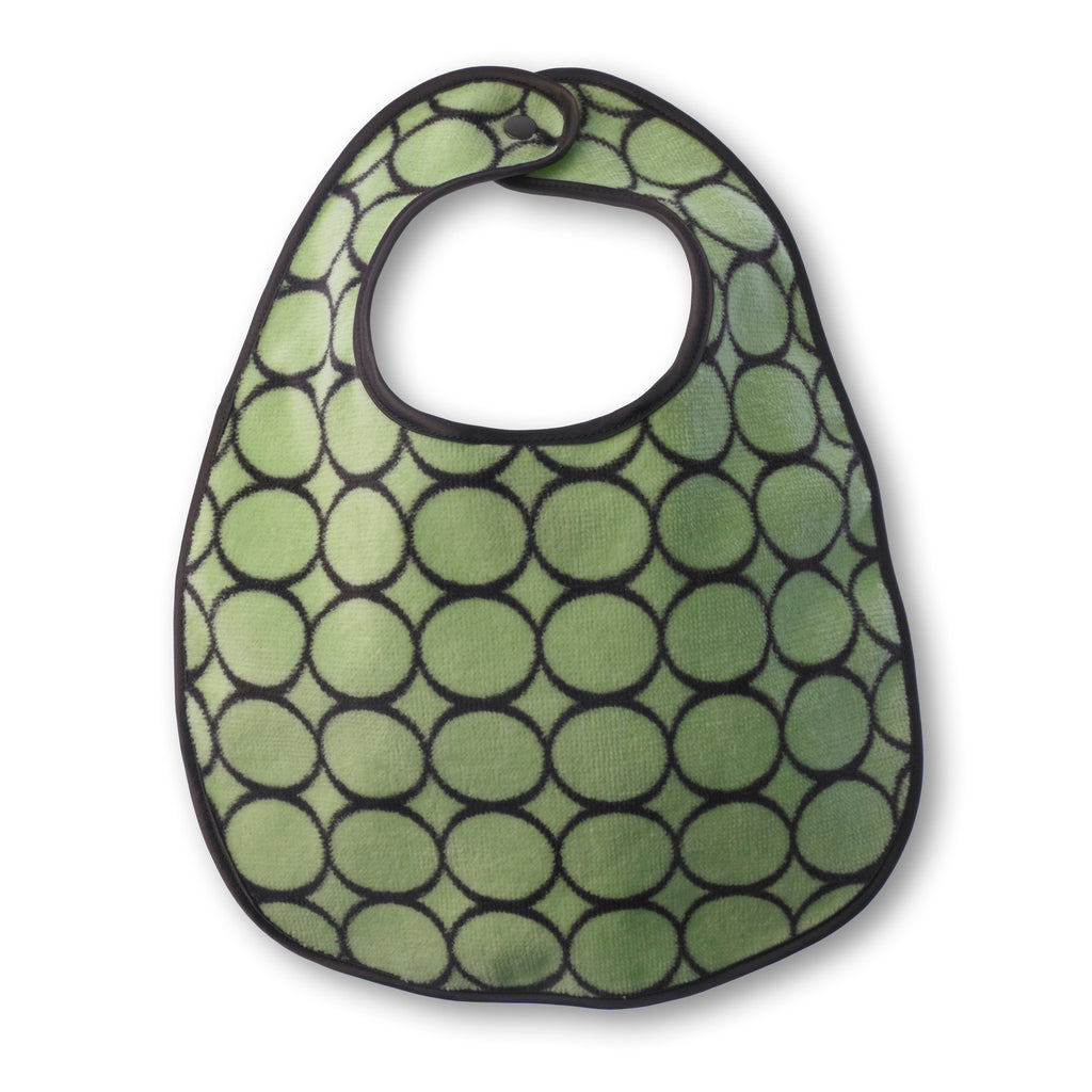 Baby Bib - Brown Mod Circles, Lime - Personalize It