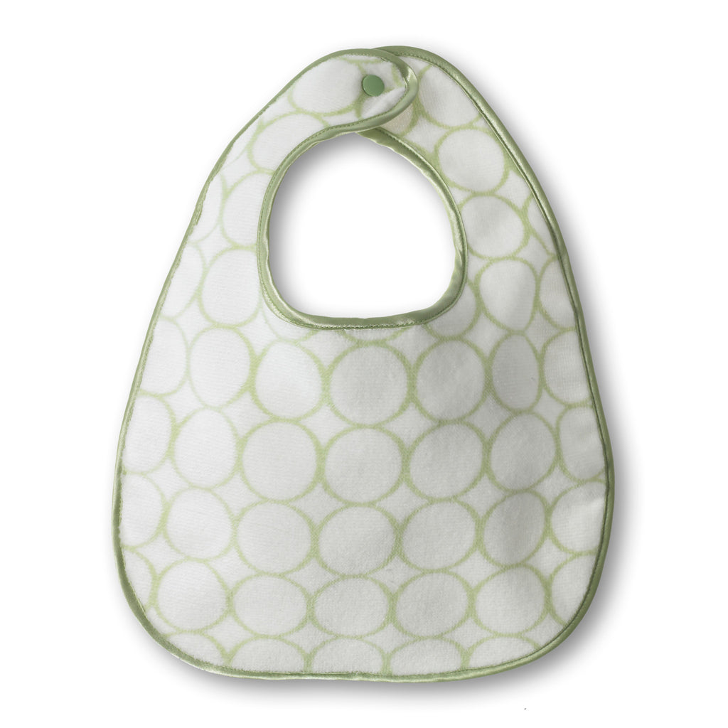 Organic Baby Bib - Mod Circles on Ivory, Kiwi