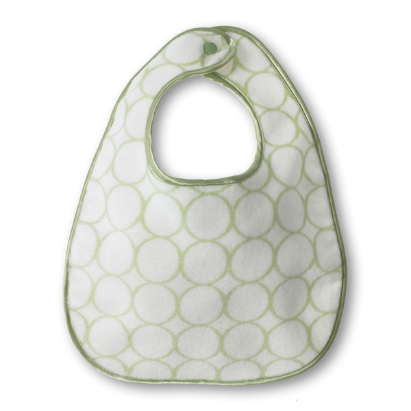 Organic Baby Bib - Mod Circles on Ivory, Kiwi