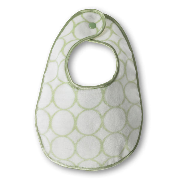 Organic Bitty Bib - Mod Circles on Ivory, Kiwi