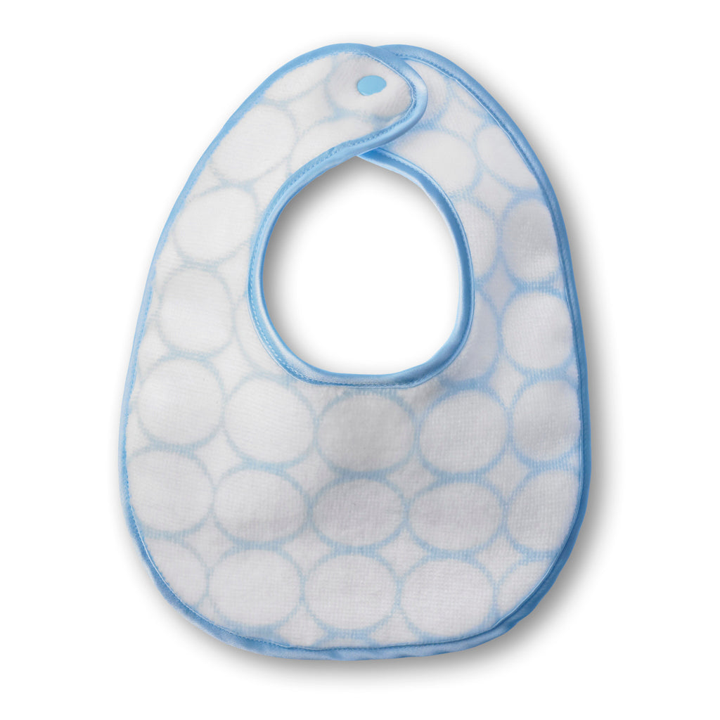 Organic Bitty Bib - Mod Circles on Ivory, Pastel Blue