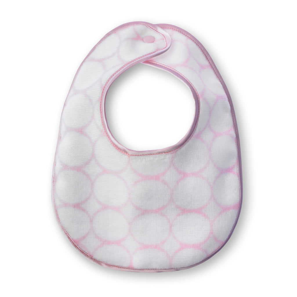 Organic Bitty Bib - Mod Circles on Ivory, Pastel Pink