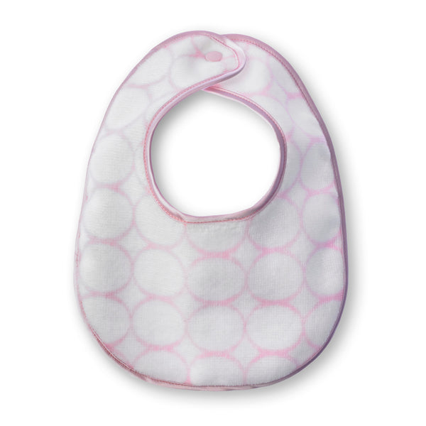 Organic Bitty Bib - Mod Circles on Ivory, Pastel Pink