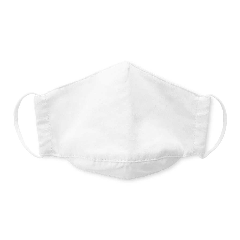 Kids Face Mask, 3-Layer Cotton Chambray, White