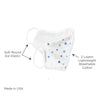 Kids Face Mask, 2-Layer Cotton Flannel, Playful Dots, Blue - Child Size, Made in USA, 10 Pack