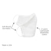 Kids Face Mask, 2-Layer Woven Cotton Flannel, White - Bunnie, Child Size, Made in USA