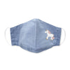 Kids Face Mask, 3-Layer Woven Cotton Chambray, Light Denim, Unicorn