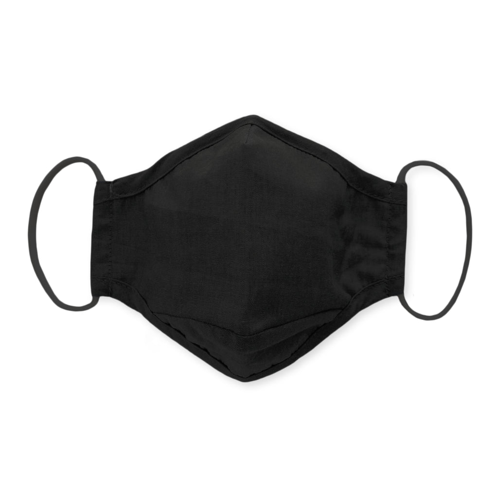Adult Cloth Face Mask, 3-Layer Cotton Chambray, Black, 100 Pack