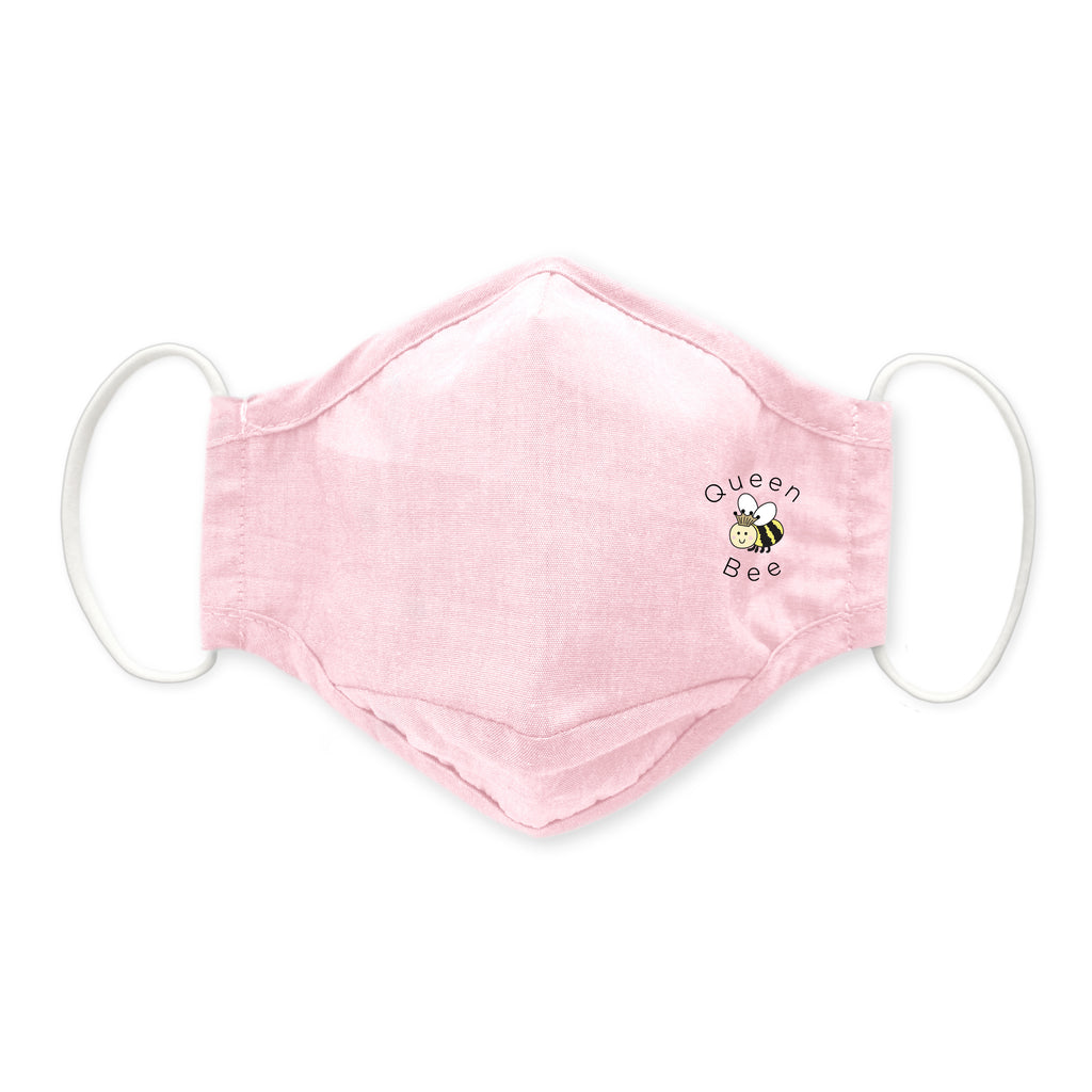 3-Layer Woven Cotton Chambray Face Mask, Pink, Queen Bee