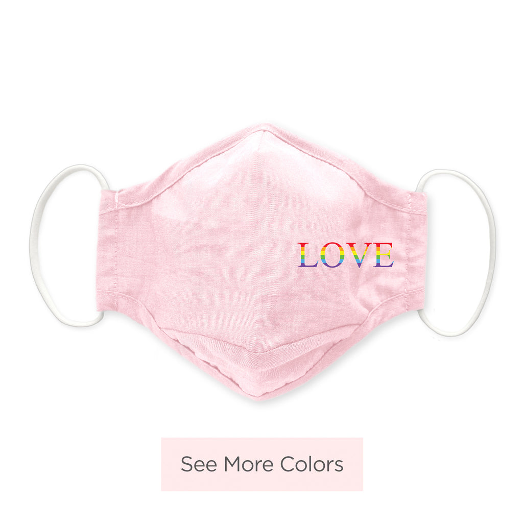 3-Layer Woven Cotton Chambray Face Mask, Pink, Rainbow Love