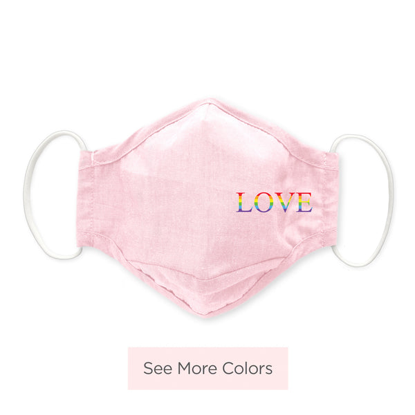 3-Layer Woven Cotton Chambray Face Mask, Pink, Rainbow Love