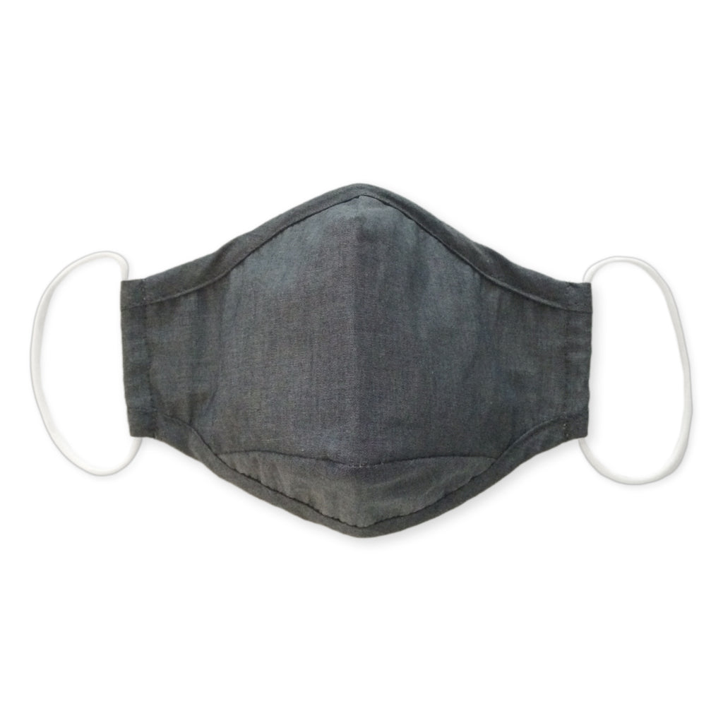 3-Layer Woven Cotton Chambray Face Mask, Charcoal Gray