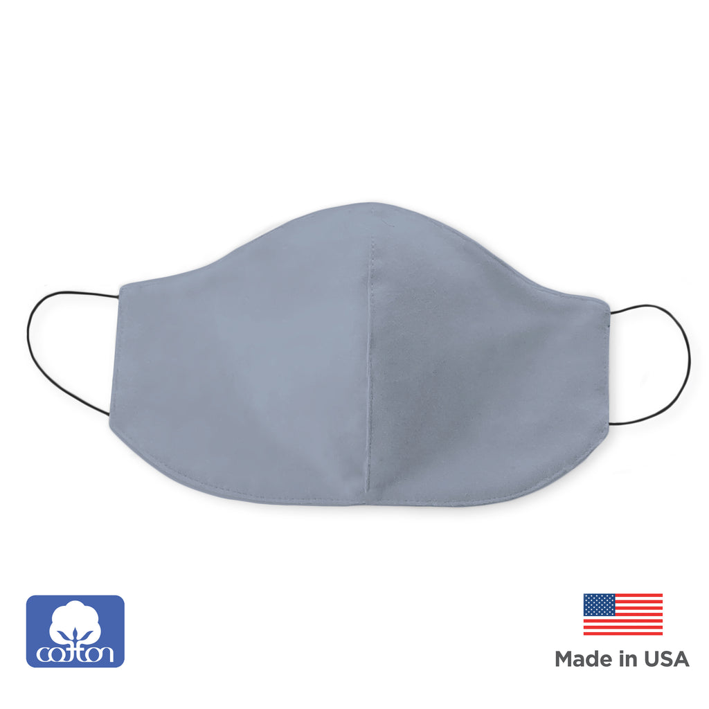 2-Layer Woven Soft Brushed Cotton Face Mask, Faded Denim, Made in USA - SPECIAL Price
