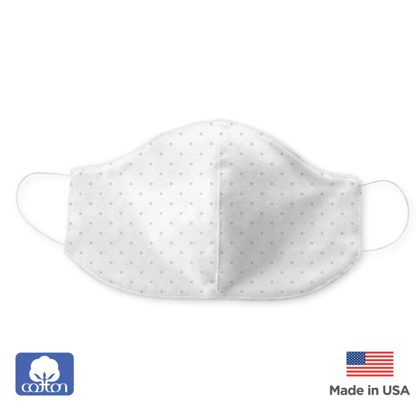 2-Layer Woven Soft Brushed Cotton Face Mask, Polka Dots, Sterling, Made in USA - SPECIAL Price